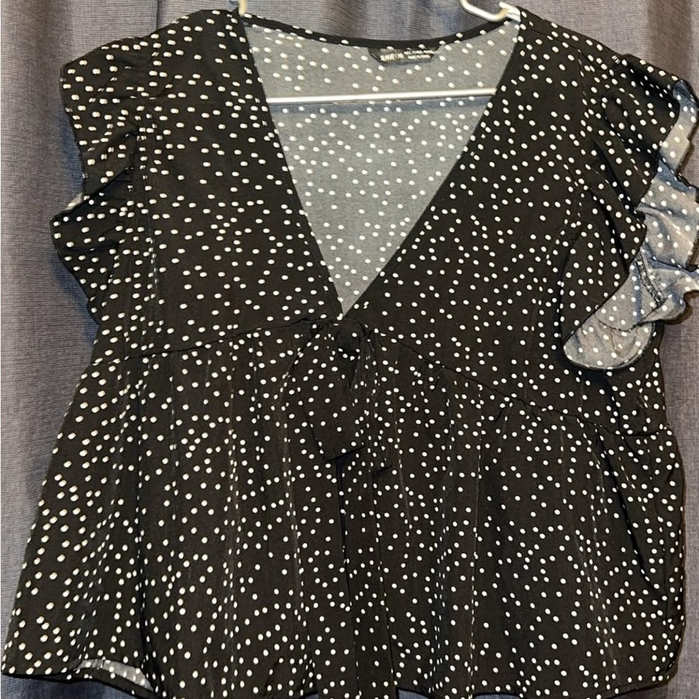 SHEIN Black and White Dotted Blouse